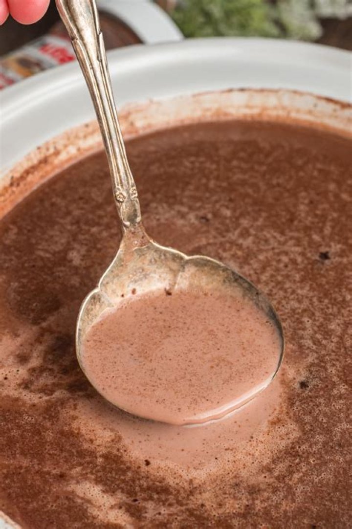 Hot chocolate on a ladle with marshmallows