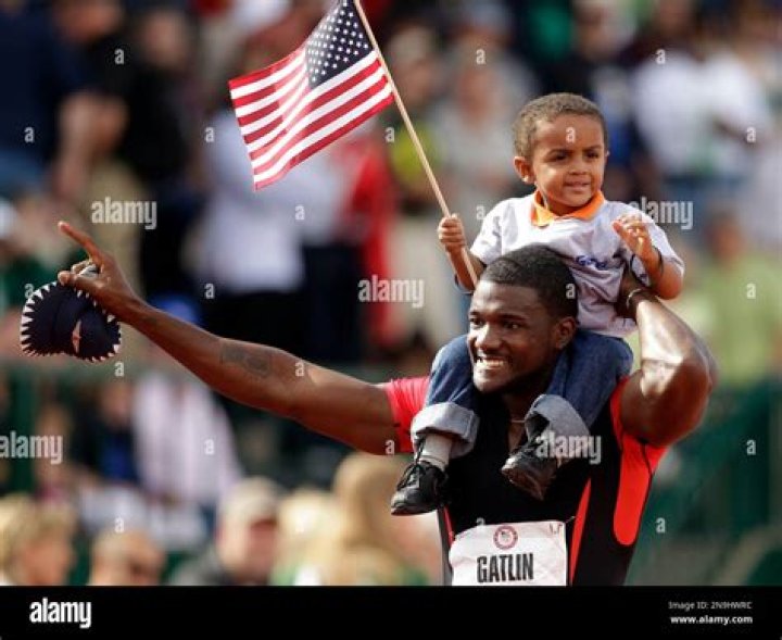Justin Gatlin with his son Justin Gatlin with his son