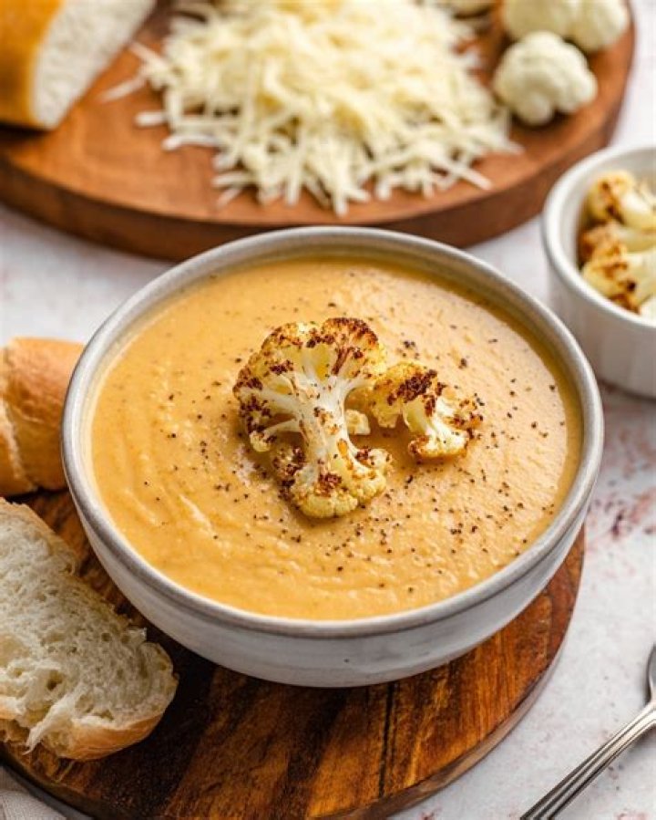 Roasted Cauliflower Soup with White Cheddar